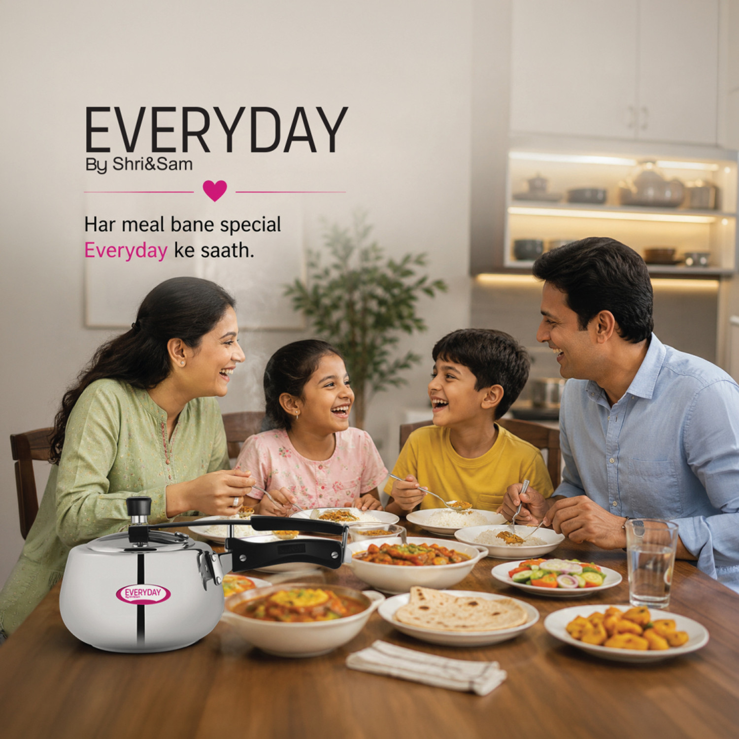 Image of Everyday Stainless Steel Pressure Cooker 3 Litre Belly Shape ISI Certified 3 L Inner Lid Induction Bottom Pressure Cooker