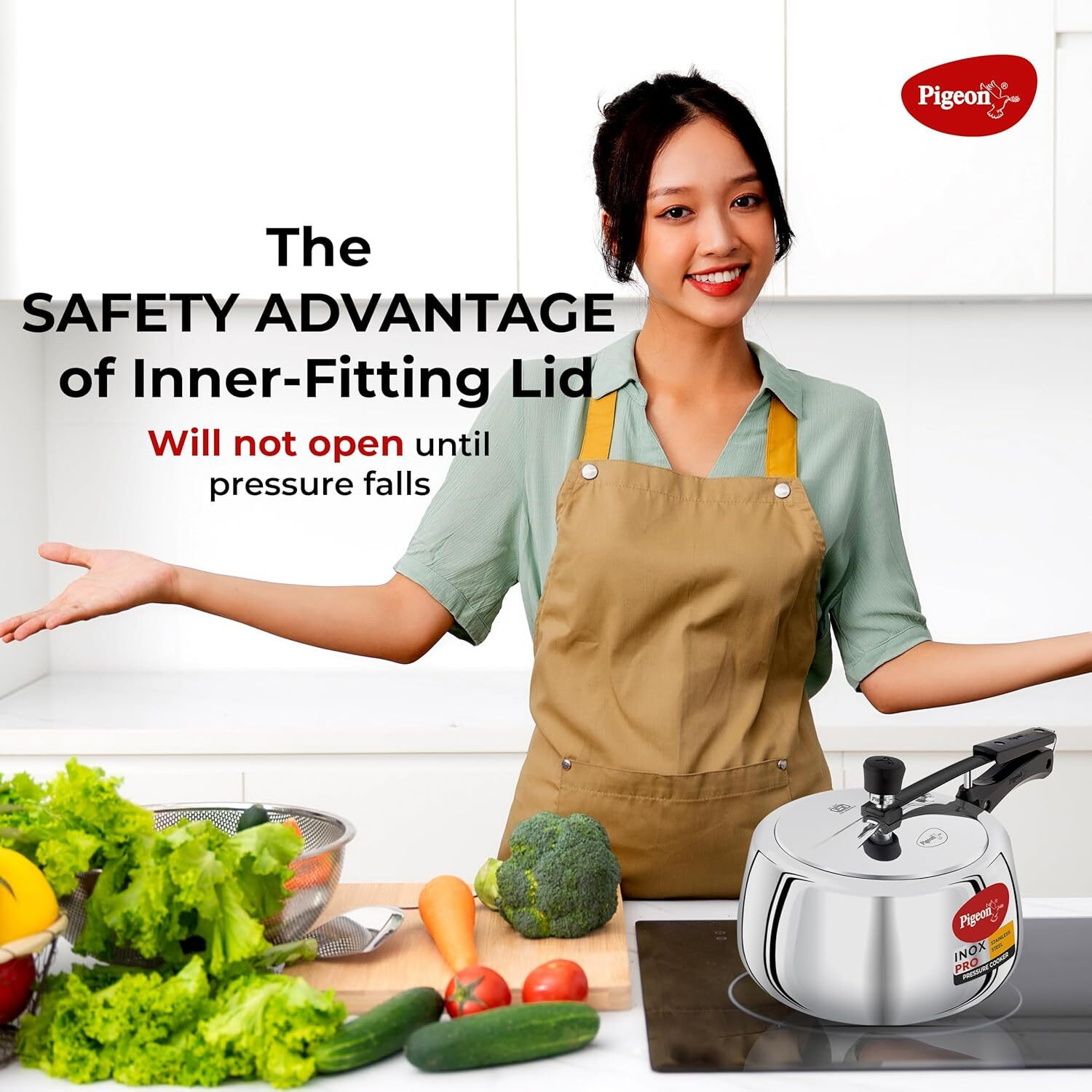 Image of Pigeon Inox Pro 2 L Inner Lid Induction Bottom Pressure Cooker