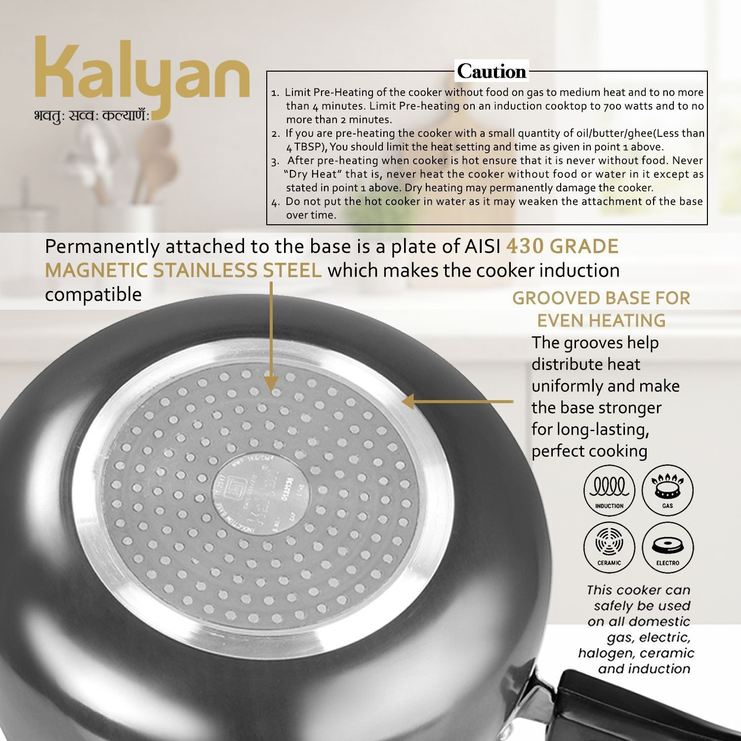 Image of Kalyan Belly 3 L Inner Lid Induction Bottom Pressure Cooker