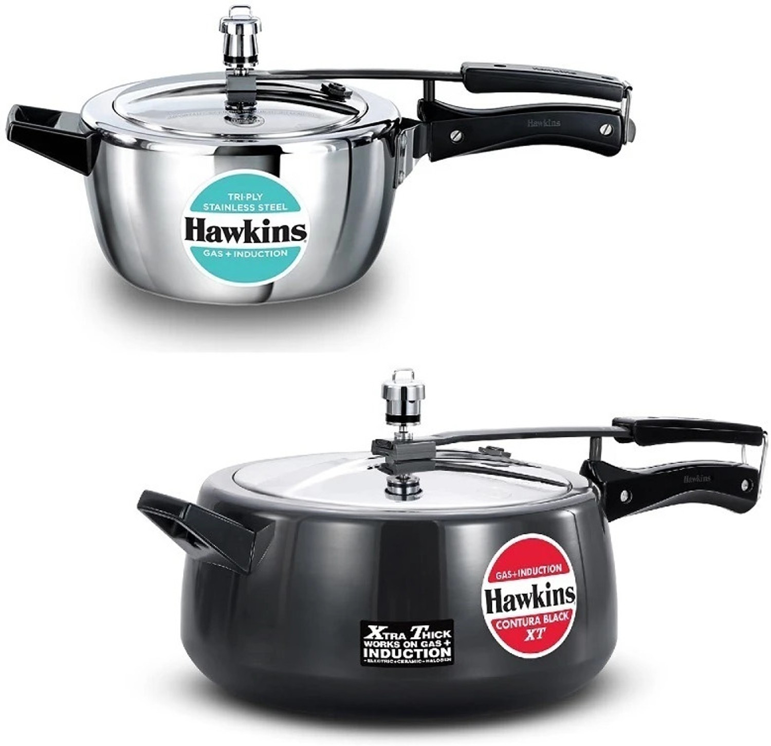 Image of Hawkins Pressure Cooker Triply Stainless Steel 3.5 L(HSST35), Hard Anodized 6.5L(CXT65), 3.5 L, 6.5 L Inner Lid Induction Bottom Pressure Cooker