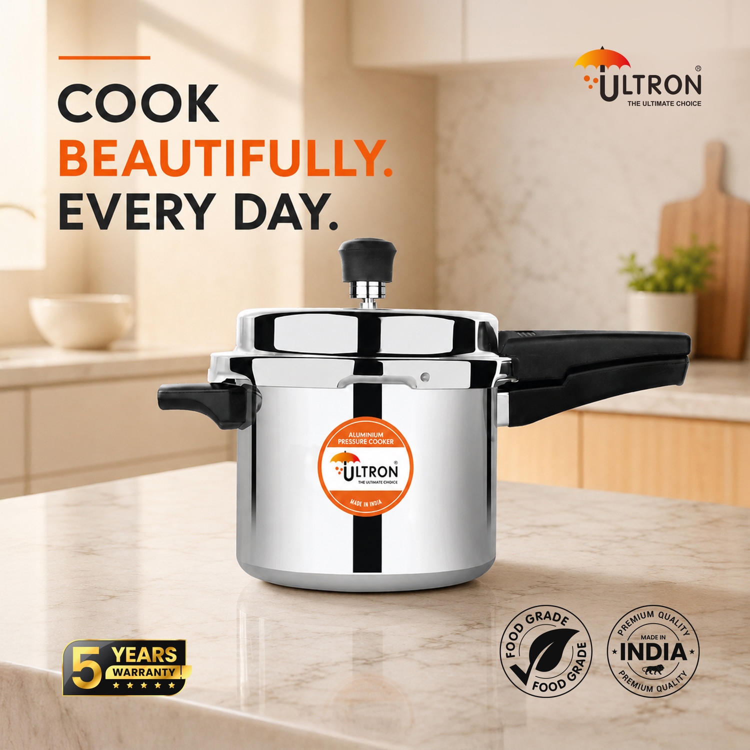 Image of ULTRON Al Plus 5 L Outer Lid Induction Bottom Pressure Cooker