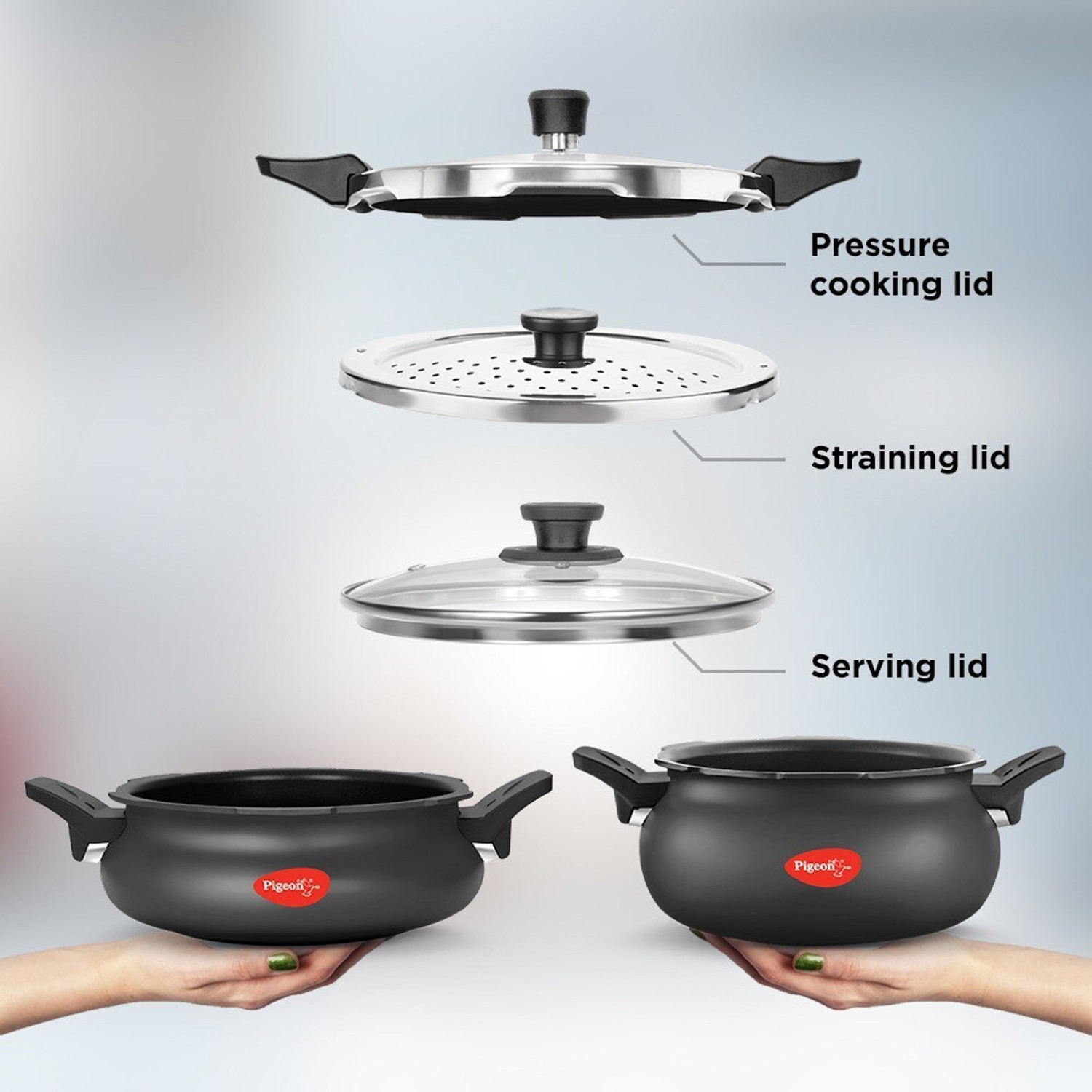 Image of Pigeon by Stovekraft Super Combo and 3 L, 5 L Outer Lid Induction Bottom Pressure Cooker