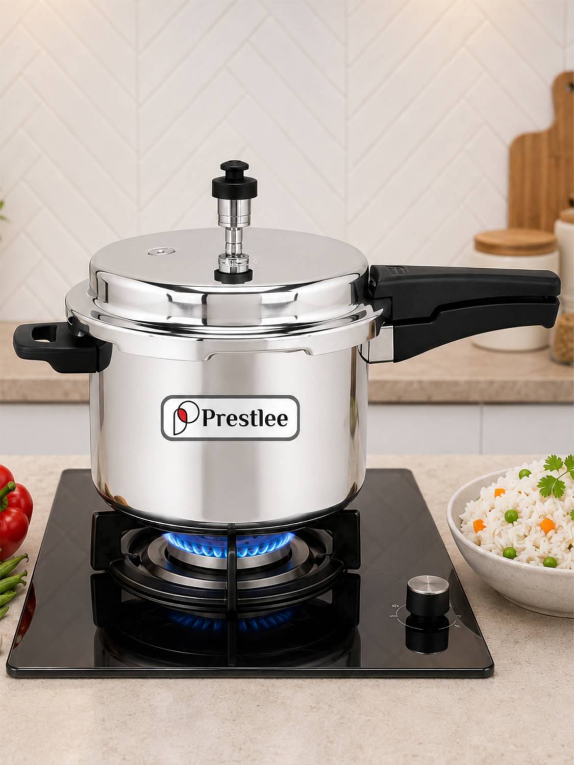 Prestlee DELUXE 5 Liter Aluminium Outer lid Pressure Cooker 5 L Outer Lid Pressure Cooker