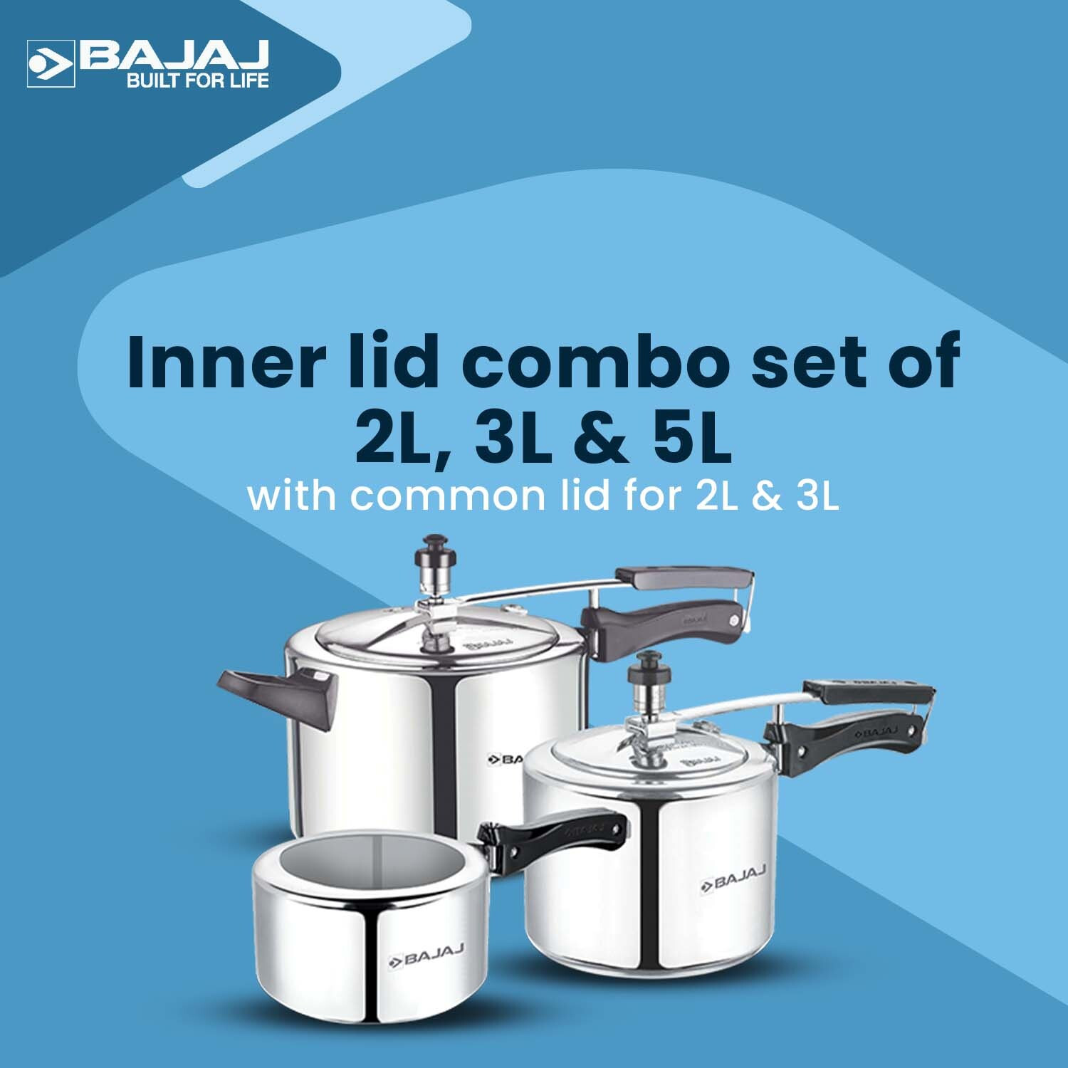 Image of BAJAJ 2 L, 3 L, 5 L Inner Lid Pressure Cooker