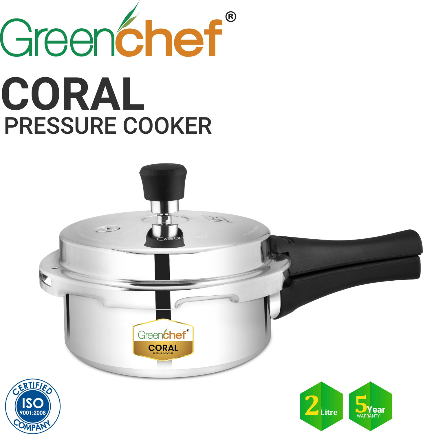 Image of Greenchef Coral 2 L Outer Lid Pressure Cooker