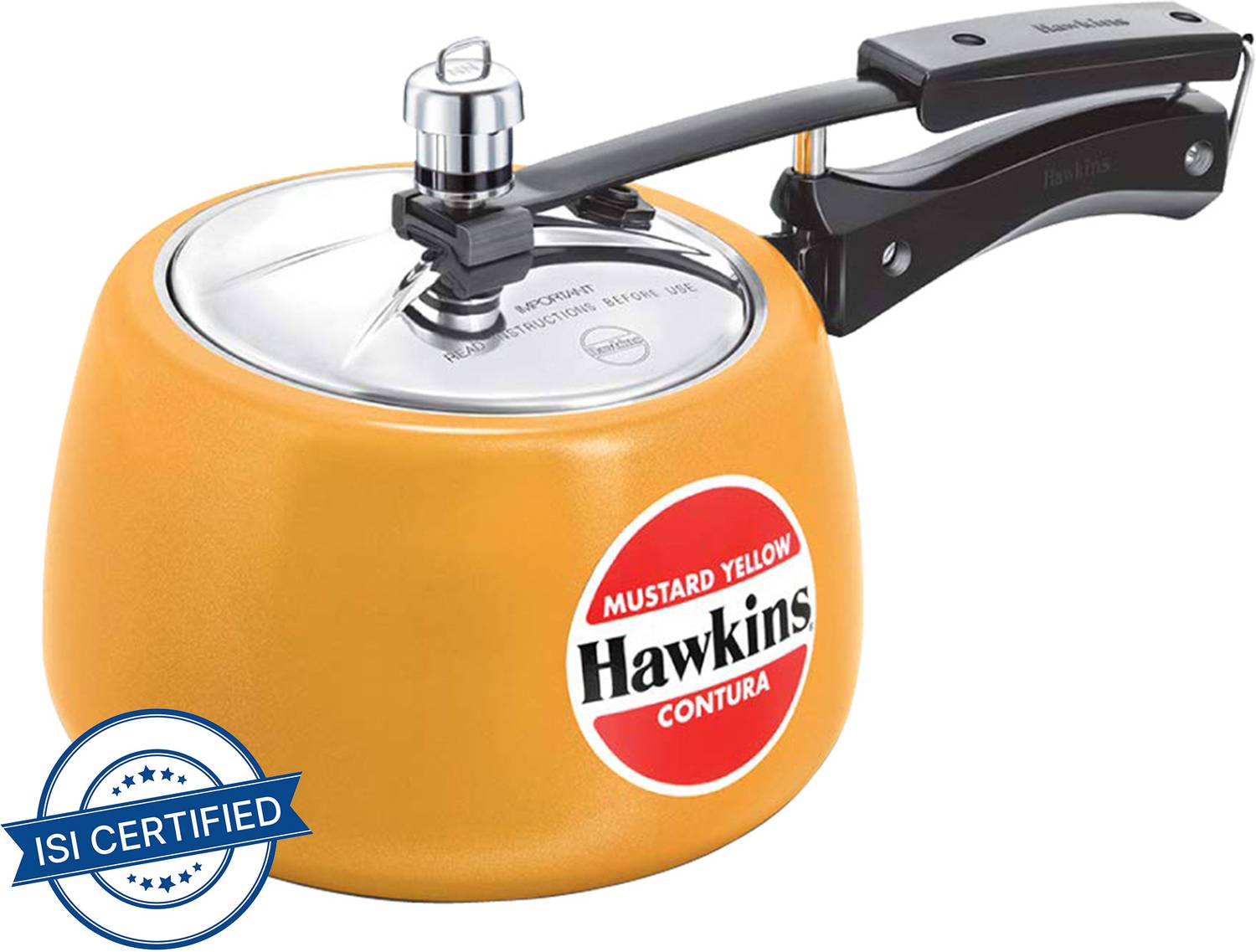 Hawkins Mustard Yellow Ceramic Coated Contura (CMY30) 3 L Inner Lid Pressure Cooker