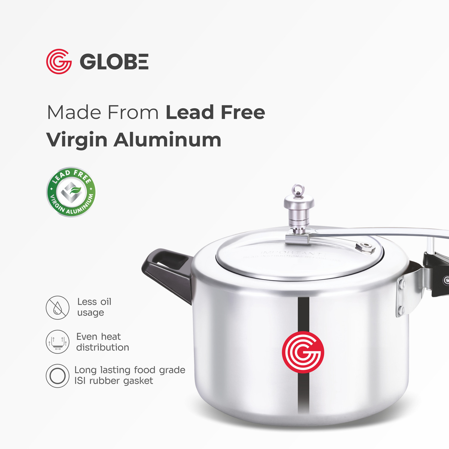 Image of globe Kiwi Regular Base with Inner Lid |6 Years Warranty 5 L Inner Lid Pressure Cooker