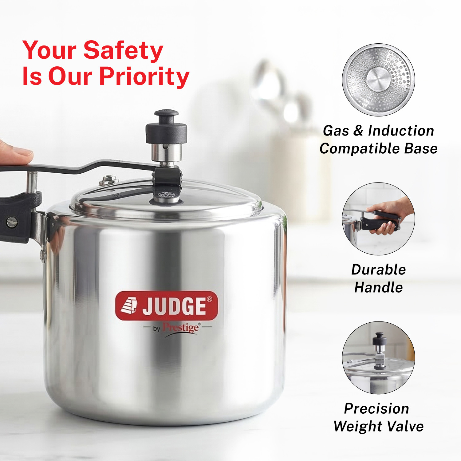 Image of Prestige Judge ACE Induction Base|Long Lasting Pressure Regulator|Easy Grip handle 2 L Inner Lid Induction Bottom Pressure Cooker