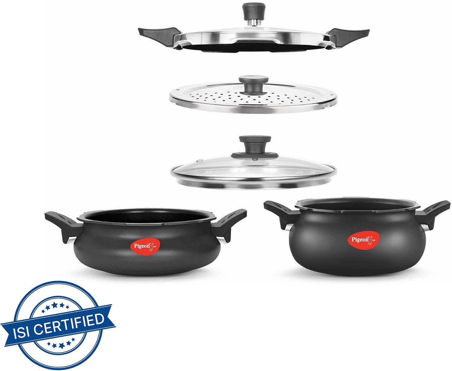 Pigeon by Stovekraft Super Combo and 3 L, 5 L Outer Lid Induction Bottom Pressure Cooker Price in India - Buy Pigeon by Stovekraft Super Combo and 3 L, 5 L Outer Lid Induction Bottom Pressure Cooker online at Flipkart.com