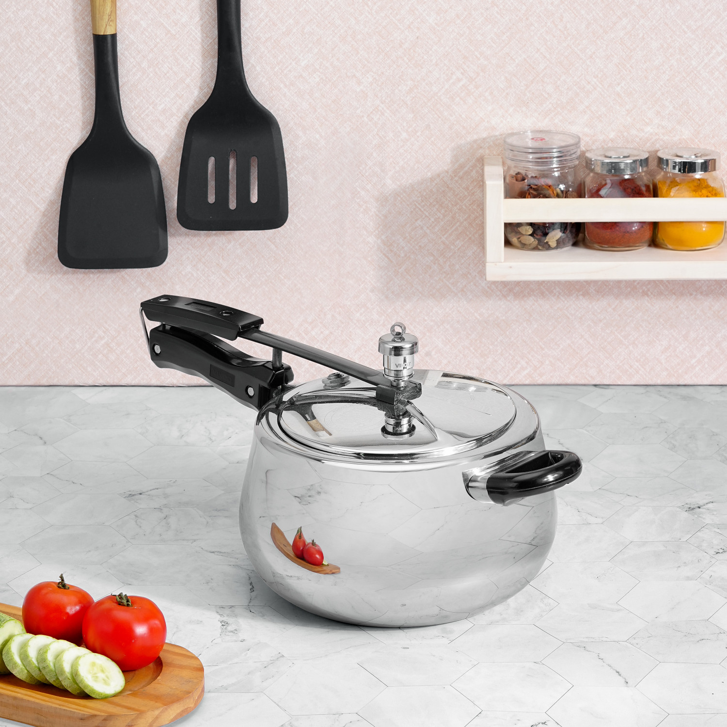 Image of VINOD 5 L Induction Bottom Pressure Cooker (Triply, Stainless Steel)