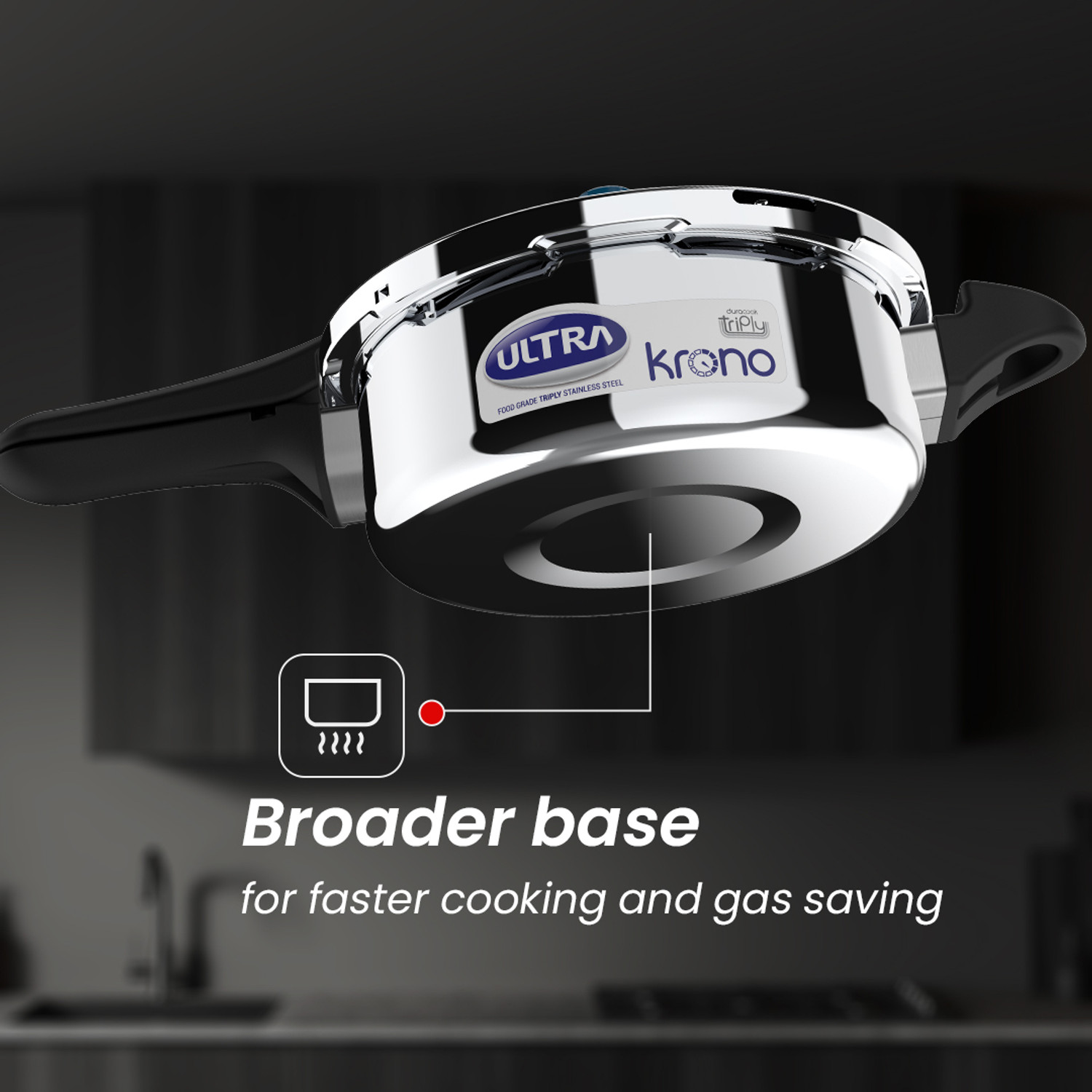 Image of ULTRA Ultra Triply Krono 3.5 L Outer Lid Induction Bottom Pressure Cooker