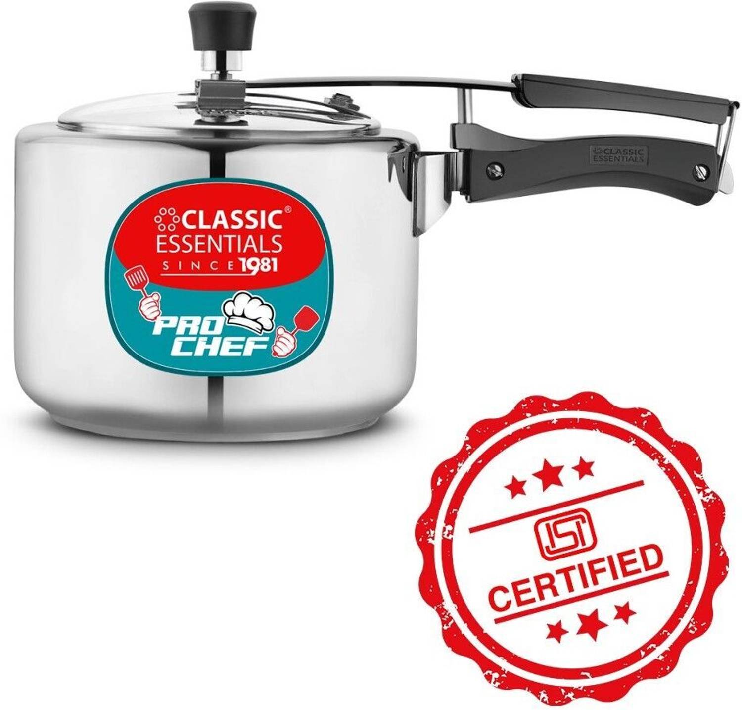 Classic Essentials Prochef Stainless Steel Pressure Cooker, 2 L Inner Lid Induction Bottom Pressure Cooker