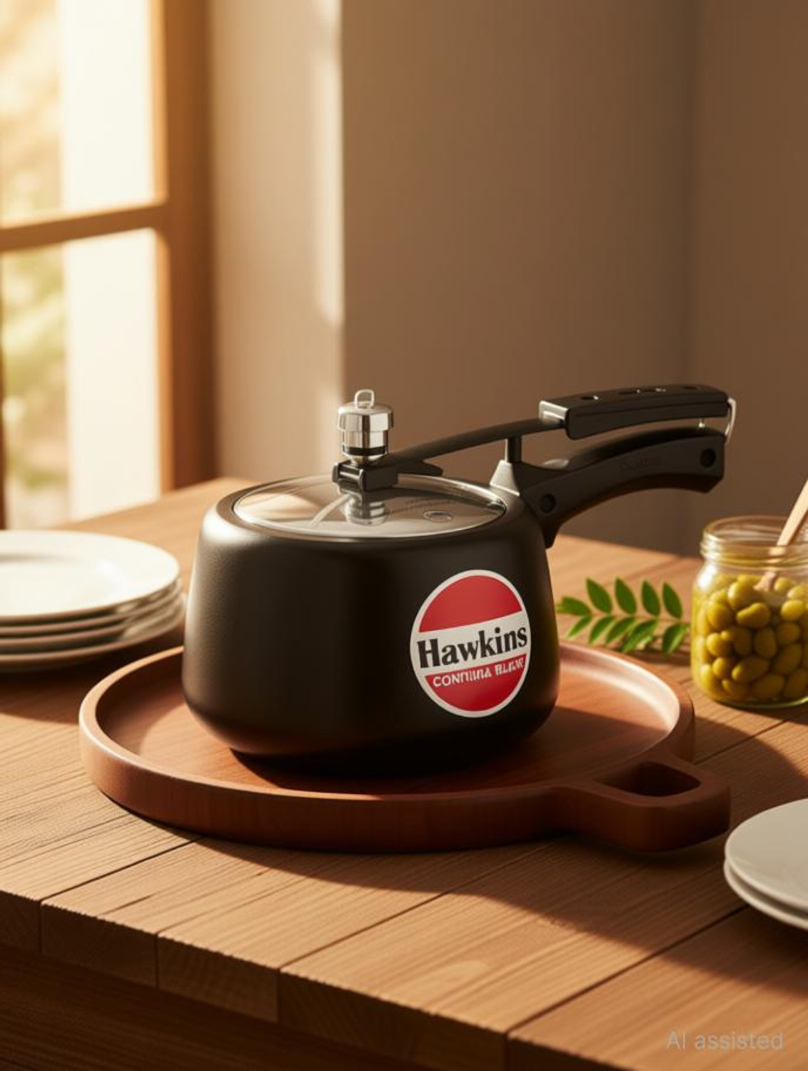 Image of Hawkins Contura Black Handi Pr. Cooker With SS Grid 11cm, 3 L Inner Lid Pressure Cooker