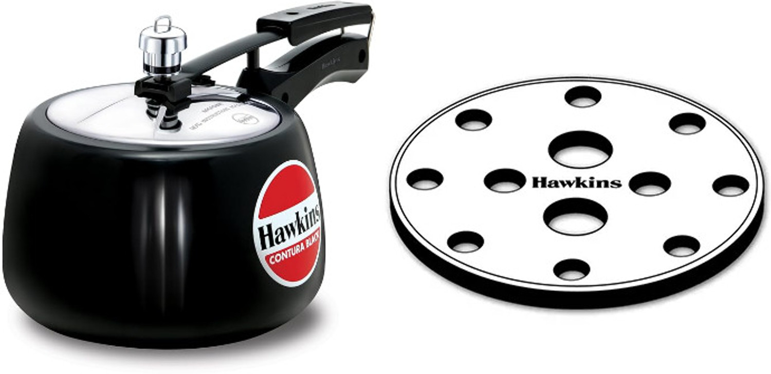 Image of Hawkins Contura Black Handi Pr. Cooker With SS Grid 11cm, 3 L Inner Lid Pressure Cooker