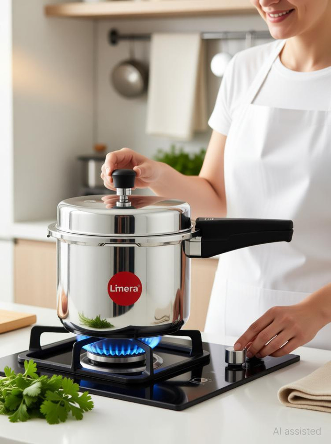 Image of Limera ISI Certified Stainless Steel Cooker 2 L Outer Lid Induction Bottom Pressure Cooker