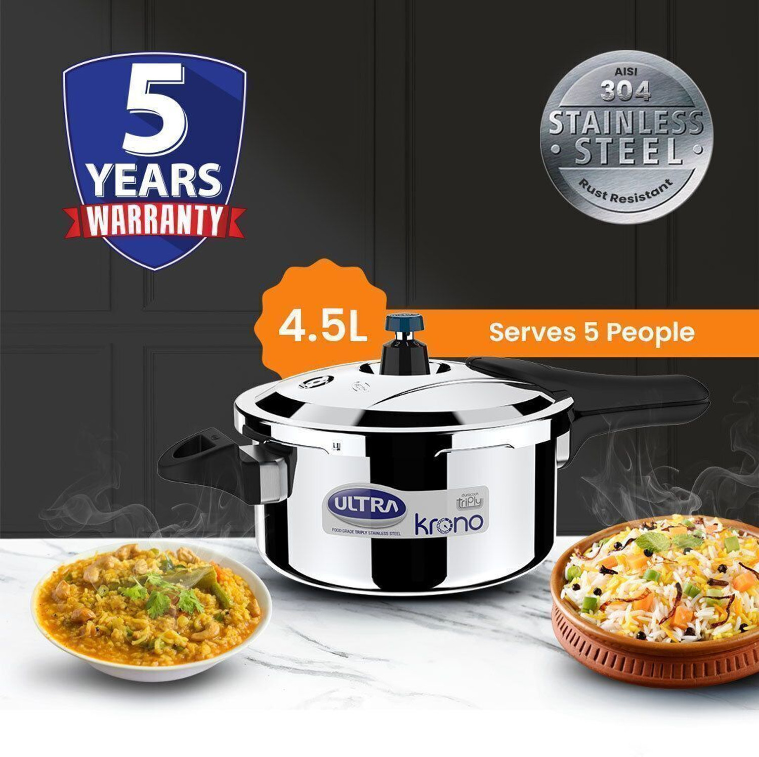 Image of ULTRA Krono 4.5 L Outer Lid Induction Bottom Pressure Cooker