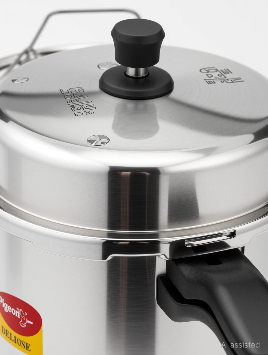 Image of Pigeon Deluxe 12 L Cooker with Suitable Stainless Steel Cooker Separator 12 L Outer Lid Pressure Cooker
