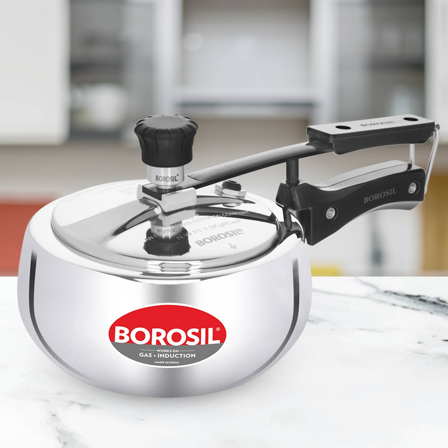 BOROSIL Pronto Triply 1.5L Pressure Cooker, Gas & Induction Campatible, 5 Years Warranty 1.5 L Inner Lid Induction Bottom Pressure Cooker