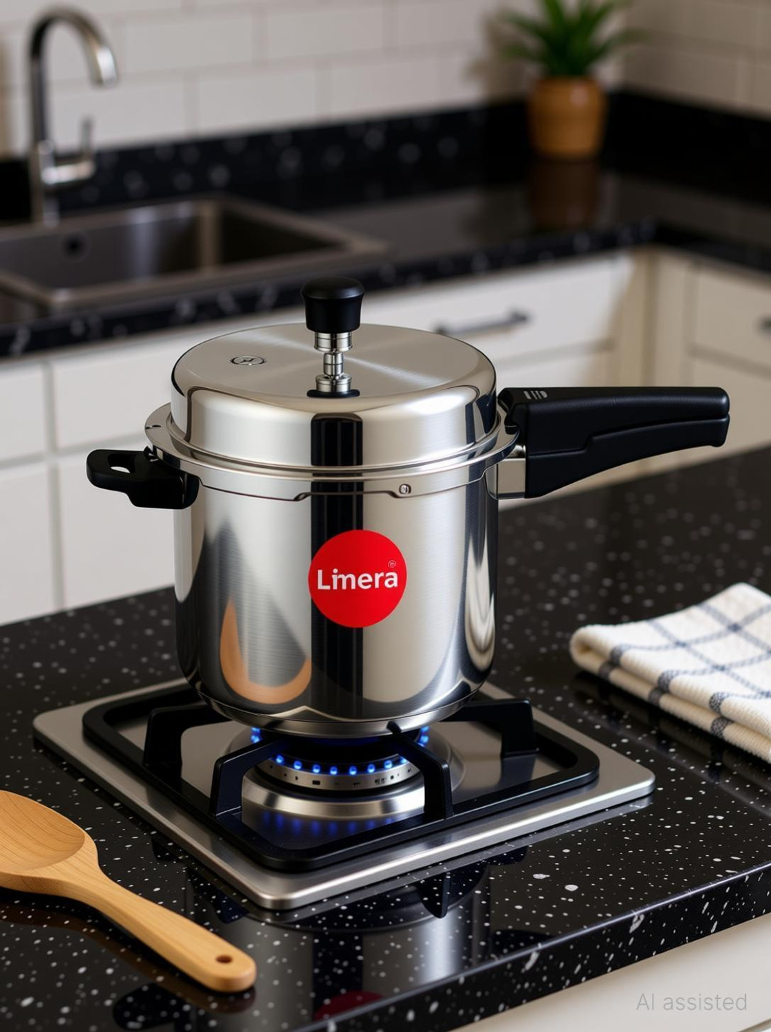 Image of Limera ISI Certified Stainless Steel Cooker 5 L Outer Lid Induction Bottom Pressure Cooker
