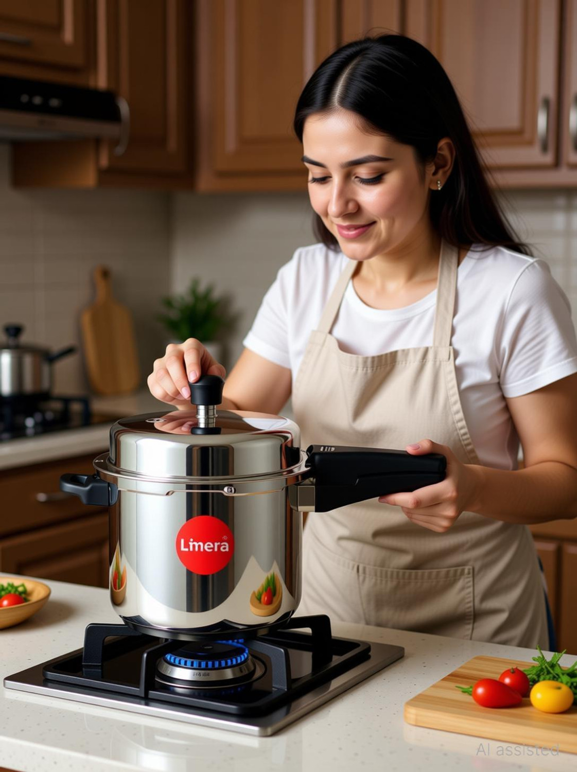 Image of Limera ISI Certified Stainless Steel Cooker 5 L Outer Lid Induction Bottom Pressure Cooker