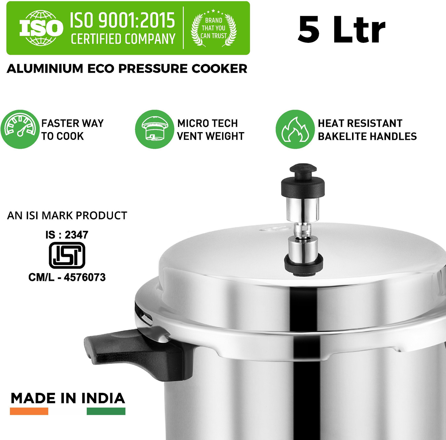 Image of Leo Natura Eco Select Outer Lid 5 L Pressure Cooker (Aluminium)