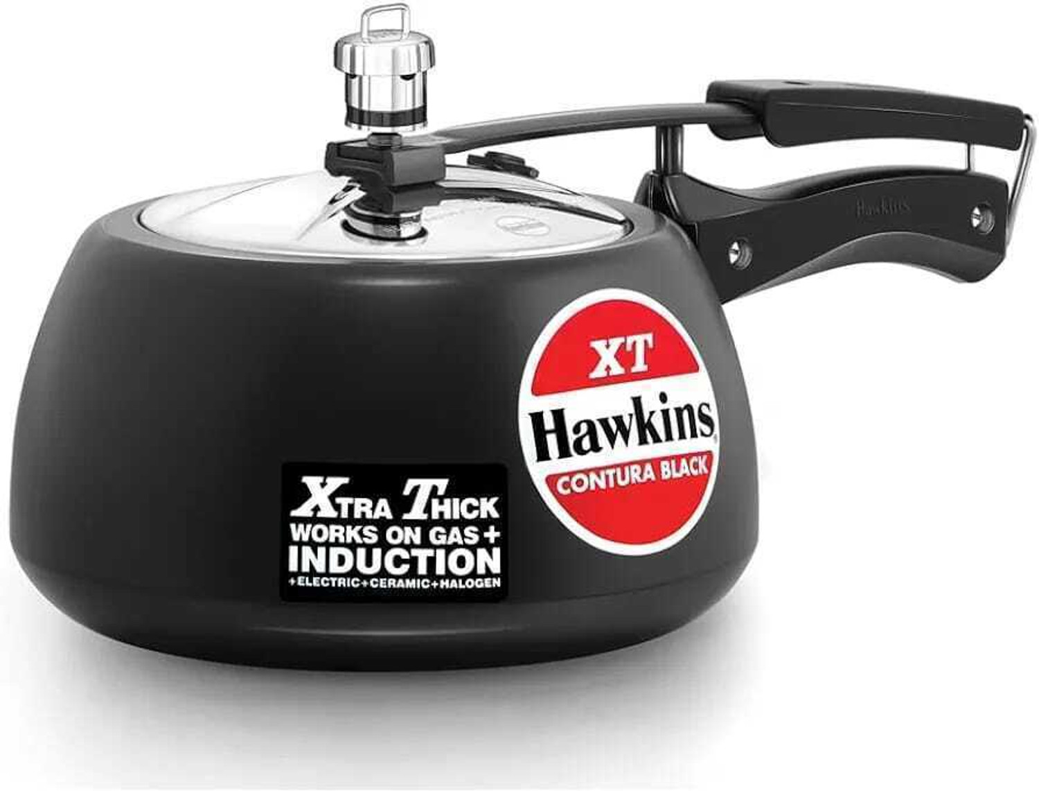 Image of Hawkins Contura Black XT 3 L Inner Lid Pressure Cooker, Hard Anodised,Induction Cooker 3 L Inner Lid Induction Bottom Pressure Cooker