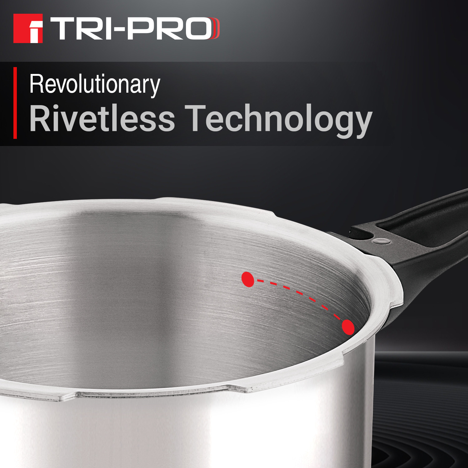 Image of BERGNER TriPro Triply Stainless Steel 5 L Outer Lid Pressure Cooker, Bakelite Handle, 5 L Outer Lid Induction Bottom Pressure Cooker
