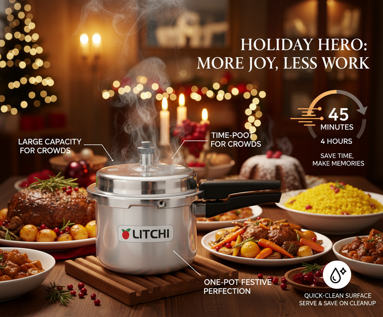 Image of Litchi Aluminium Outerlid 3 L Outer Lid Pressure Cooker