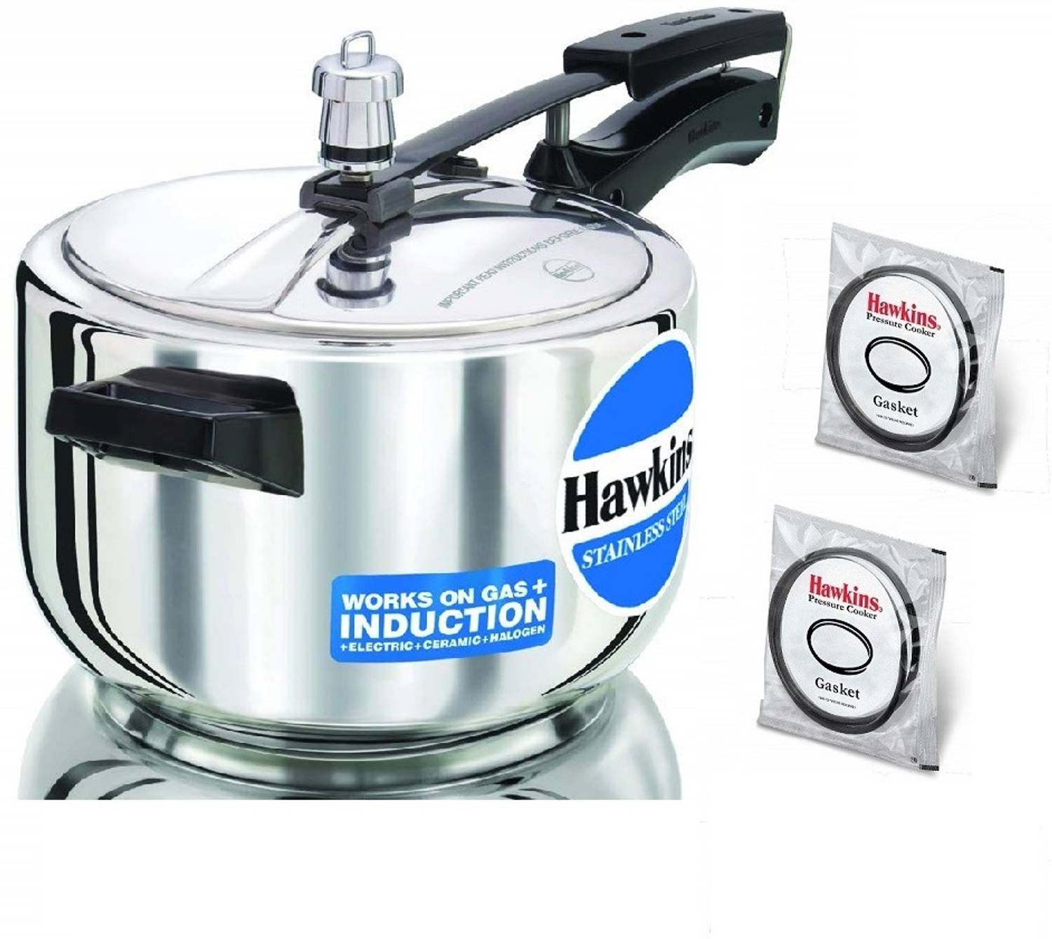 Hawkins Stainless Steel Pressure Cooker 4L(HSS40),Two Gasket(3.5L
