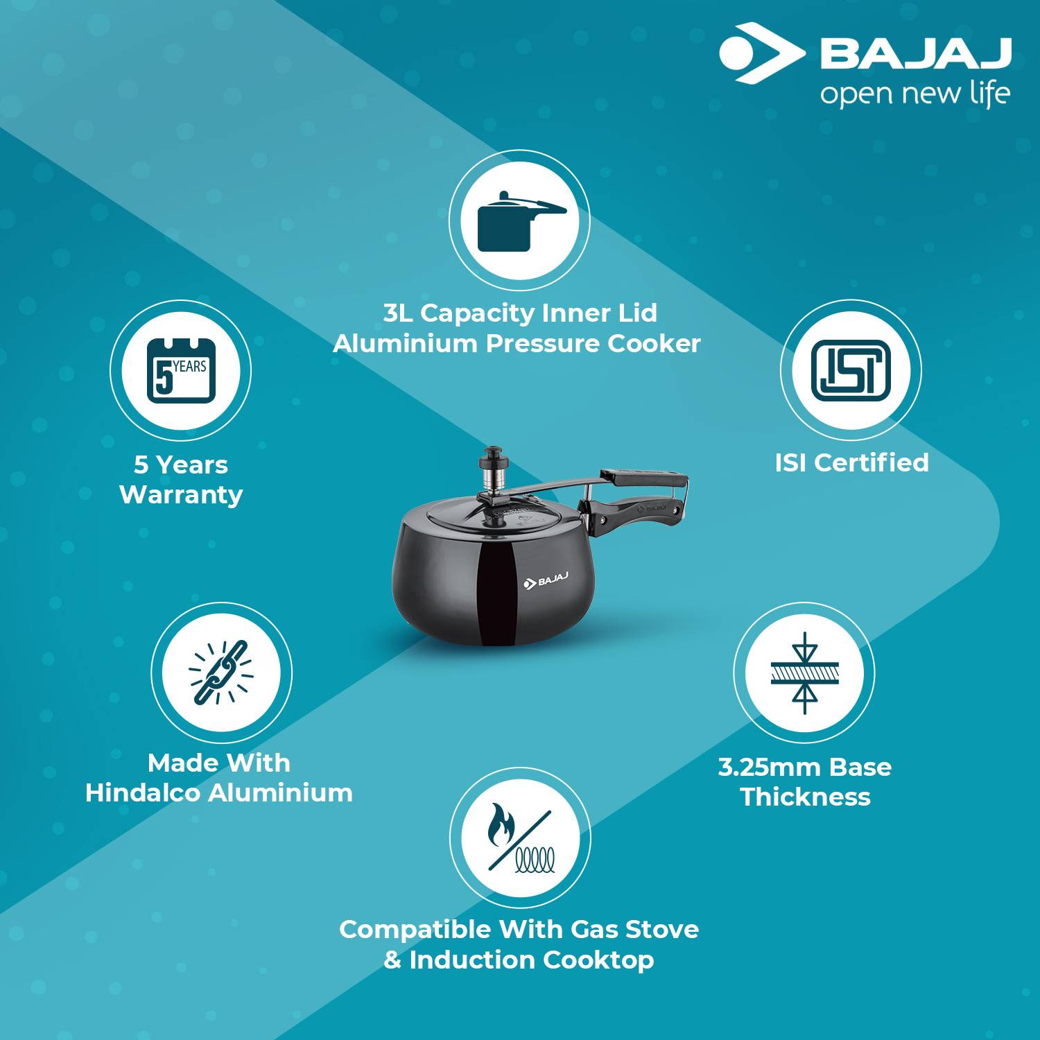 BAJAJ Shakti 3HD HA 3L Pressure Cooker - Image 3