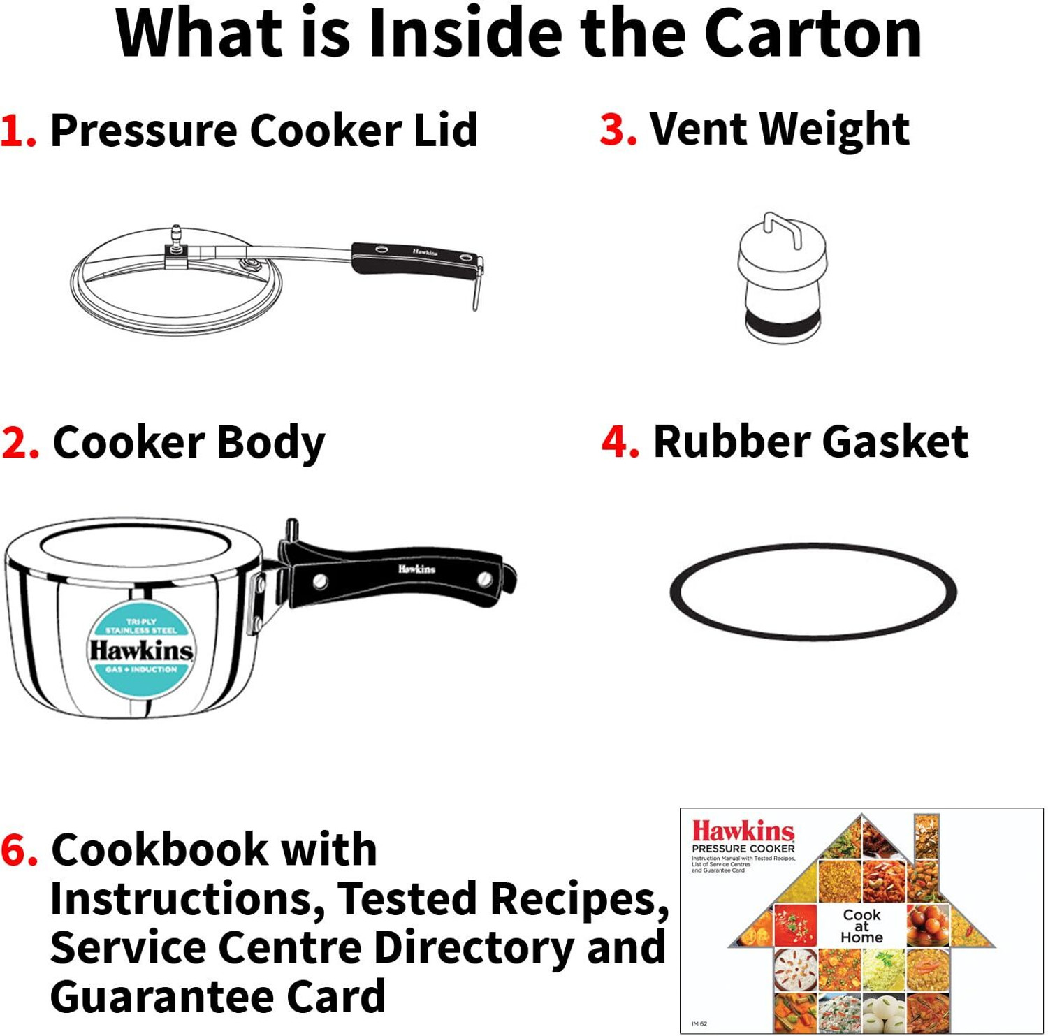 Image of Hawkins Pressure Cooker Triply Stainless Steel 3.5 L(HSST35), Hard Anodized 6.5L(CXT65), 3.5 L, 6.5 L Inner Lid Induction Bottom Pressure Cooker