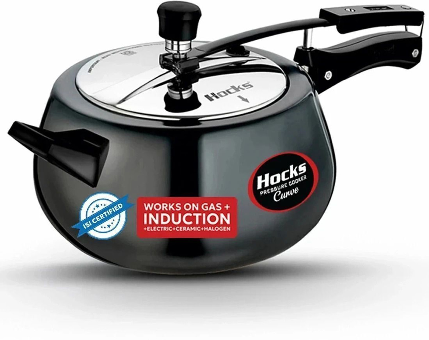 Image of Hocks Black Curve 5 L Inner Lid Induction Bottom Pressure Cooker