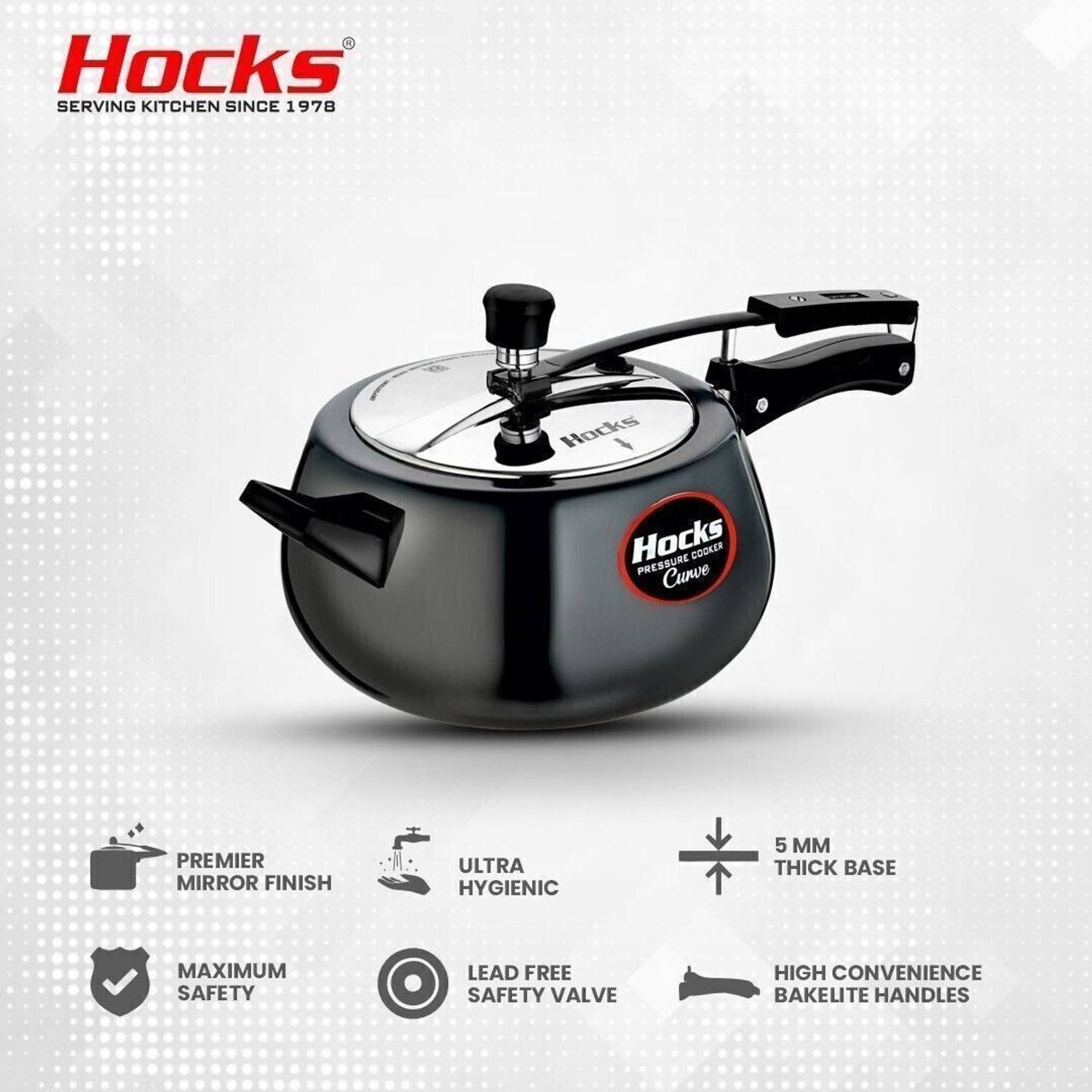 Hocks Black 5L Pressure Cooker - Image 3