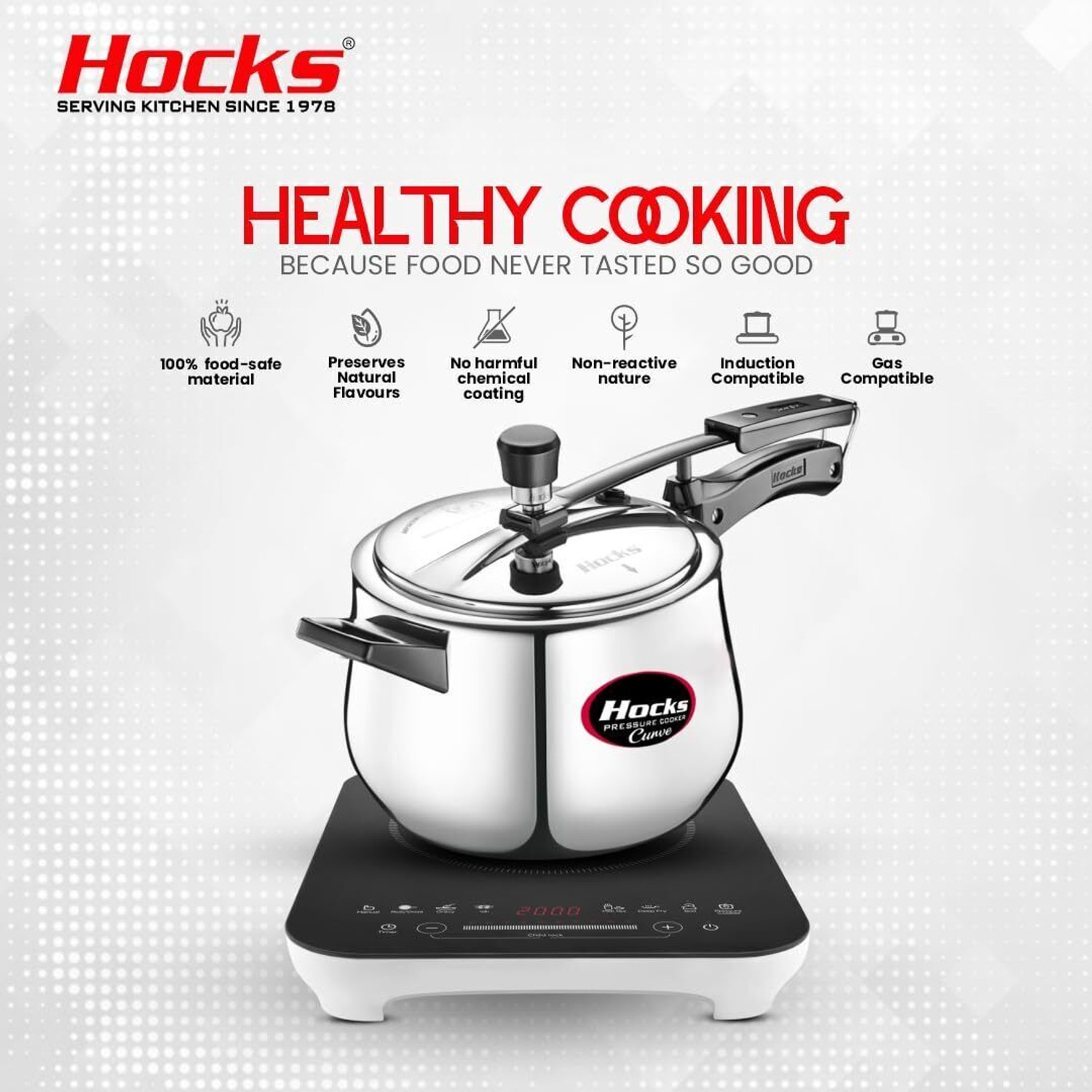 Image of Hocks Triply Combo 5l and 3l Stainless Steel 5 L, 3 L Inner Lid Induction Bottom Pressure Cooker