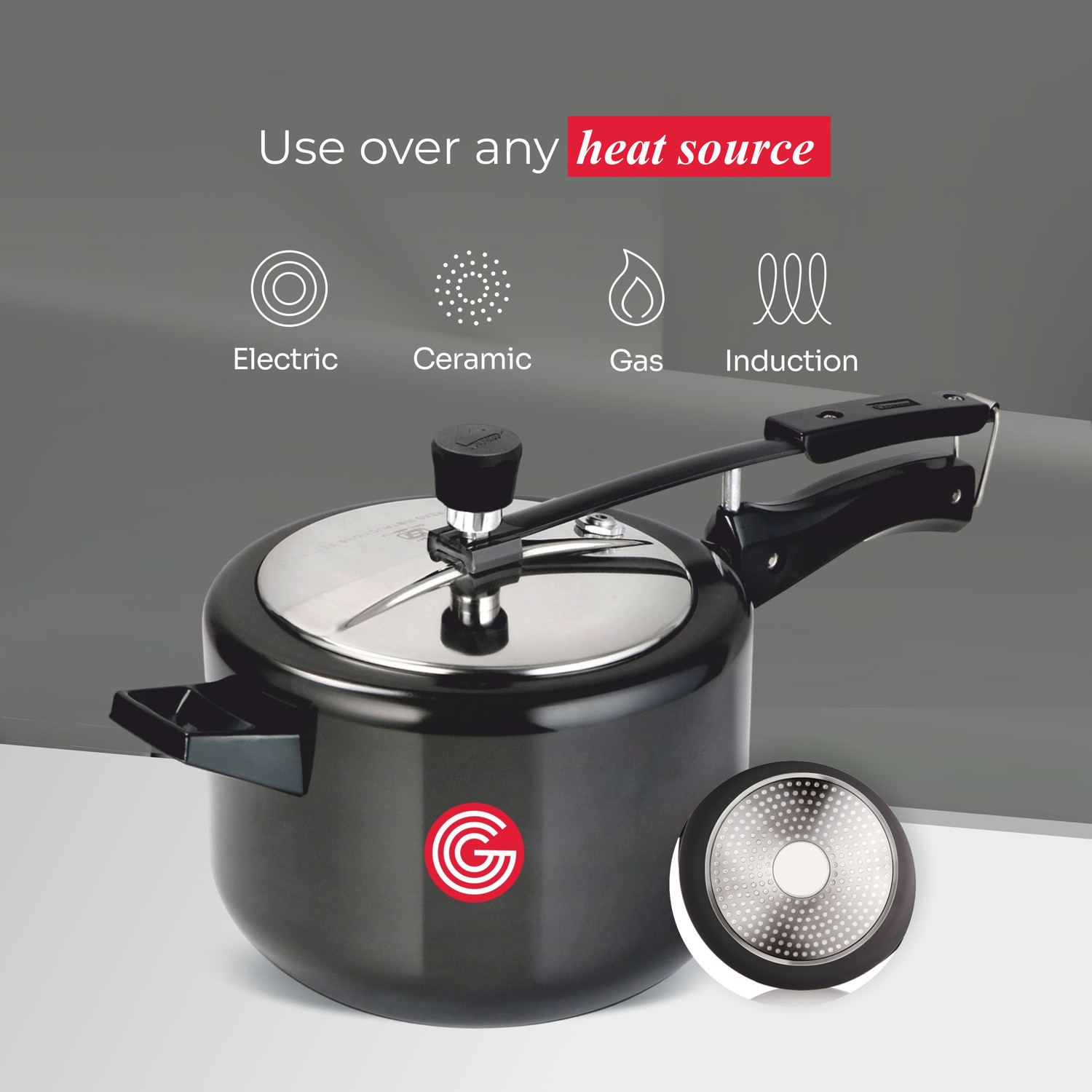 Image of globe Brio Induction Base with Stainless Steel Inner Lid 2 litre|6 Years Warranty 2 L Inner Lid Induction Bottom Pressure Cooker