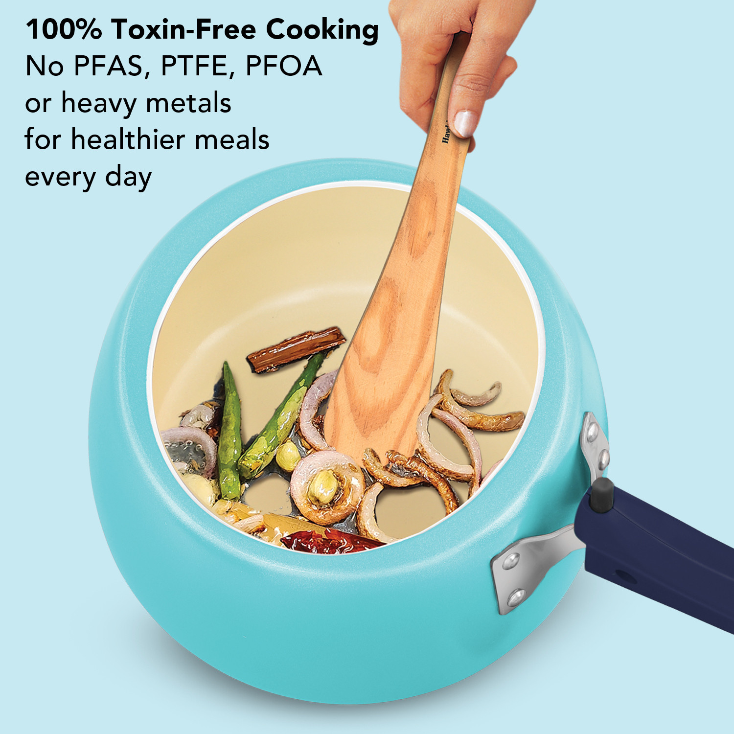 Image of Hawkins Cerenity, Ceramic Coated, Sea-salt Aqua (ICU30) 3 L Inner Lid Induction Bottom Pressure Cooker