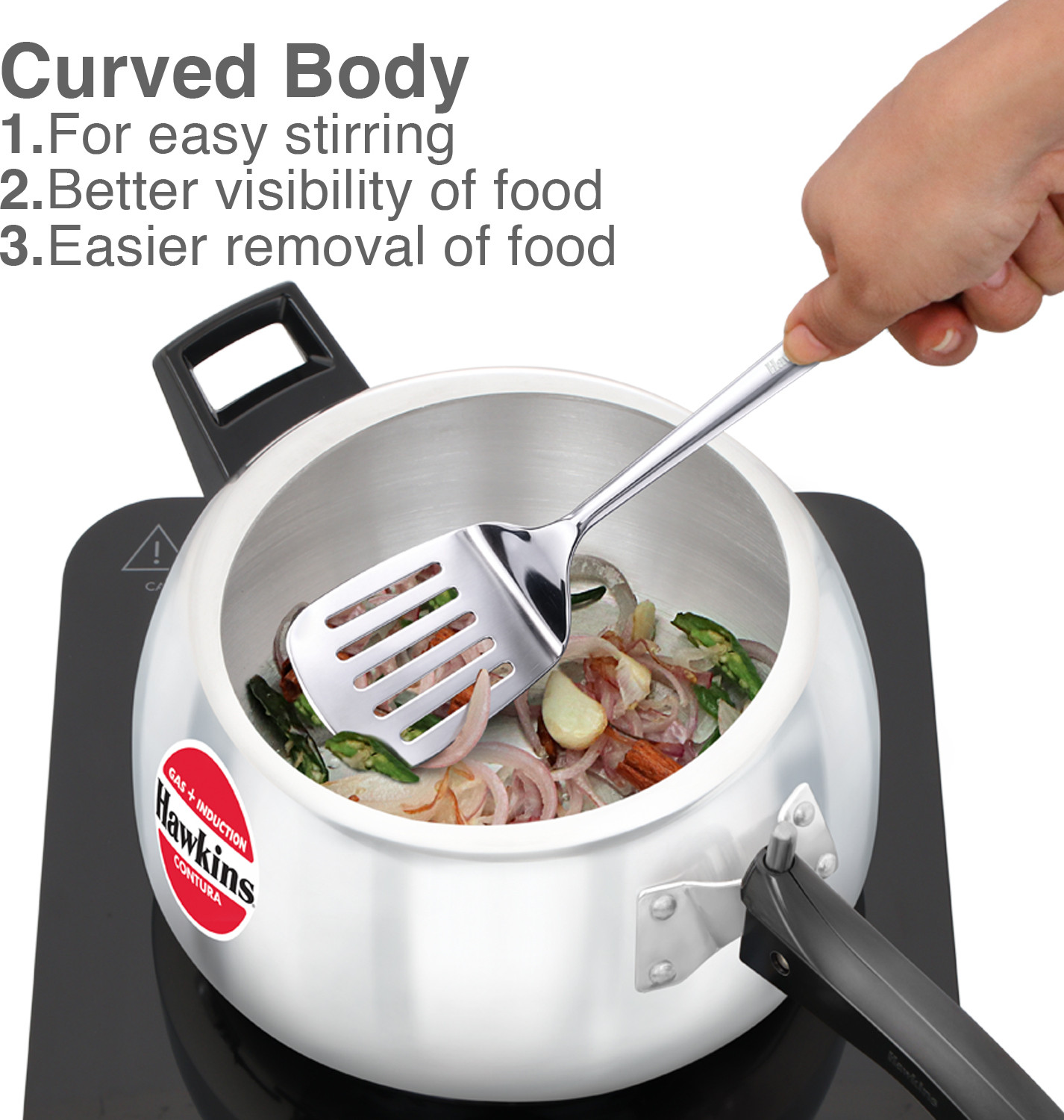 Image of Hawkins Contura Pressure Cooker (IHC50) 5 L Inner Lid Induction Bottom Pressure Cooker