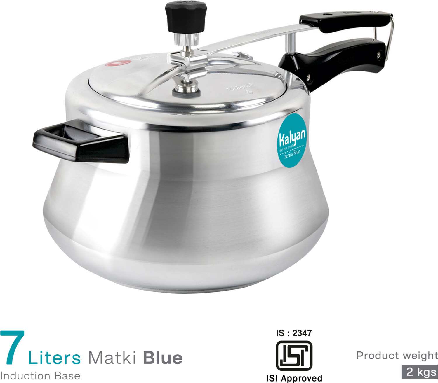 Image of Kalyan Matki 7 L Induction Bottom Pressure Cooker (Aluminium)