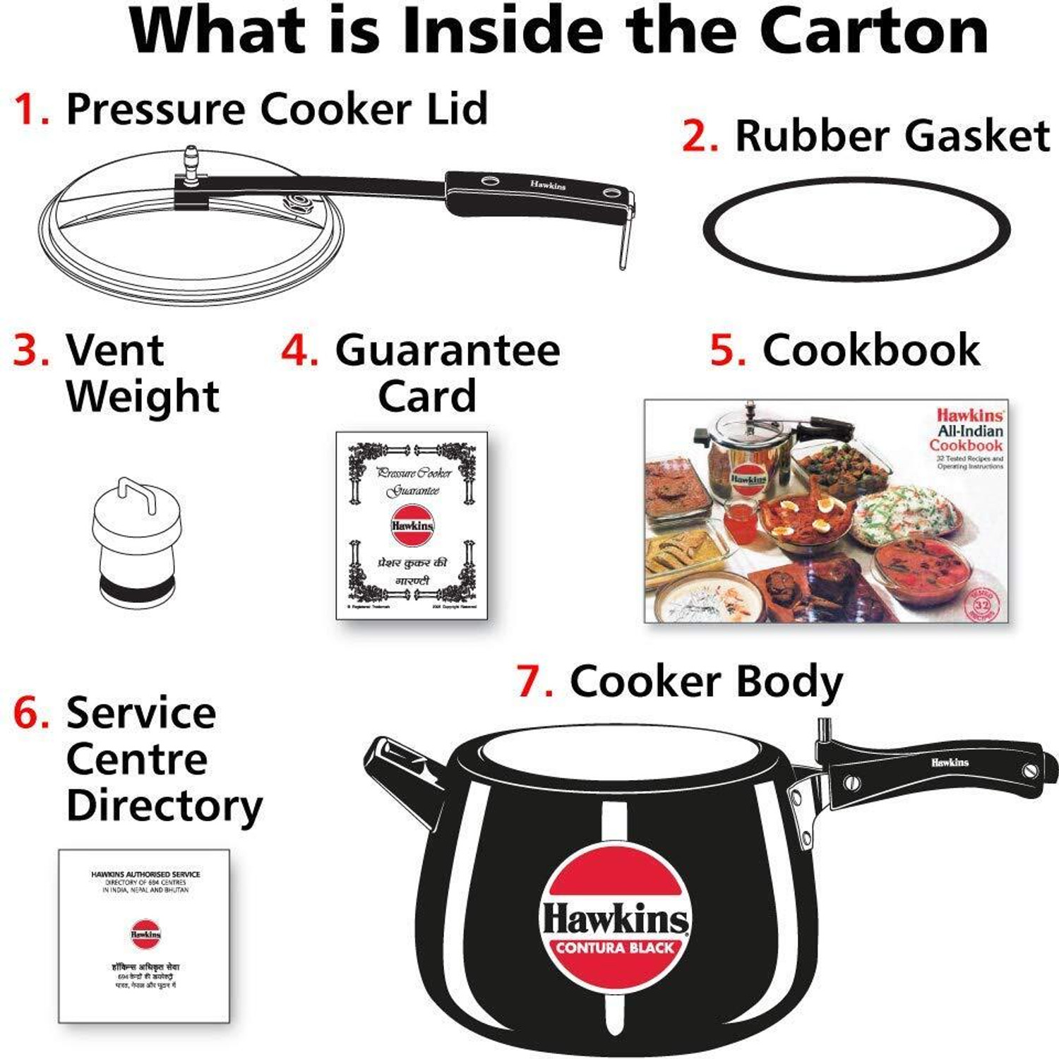 Image of Hawkins 4 L, 5 L, 6.5 L Inner Lid Pressure Cooker