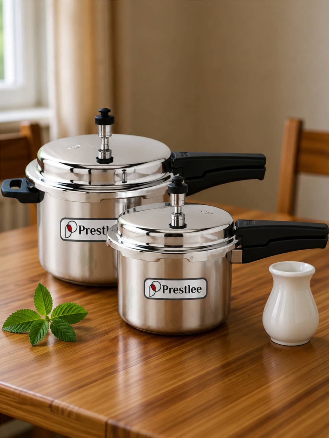 Prestlee DELUXE 5, 3 Liter Aluminium Outerlid Pressure Cooker Combo 5 L, 3 L Outer Lid Pressure Cooker