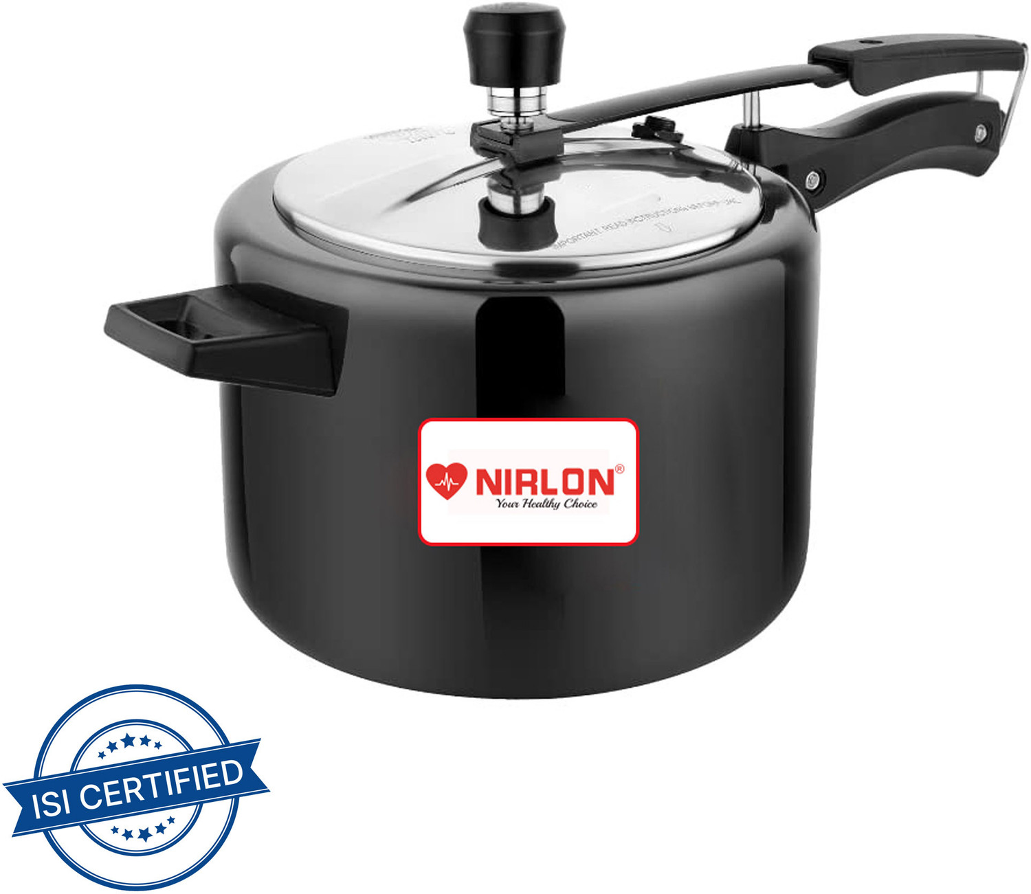 Image of NIRLON Classic 5 L Pressure Cooker with Induction Base Black inner Deep Lid 5 L Inner Lid Induction Bottom Pressure Cooker