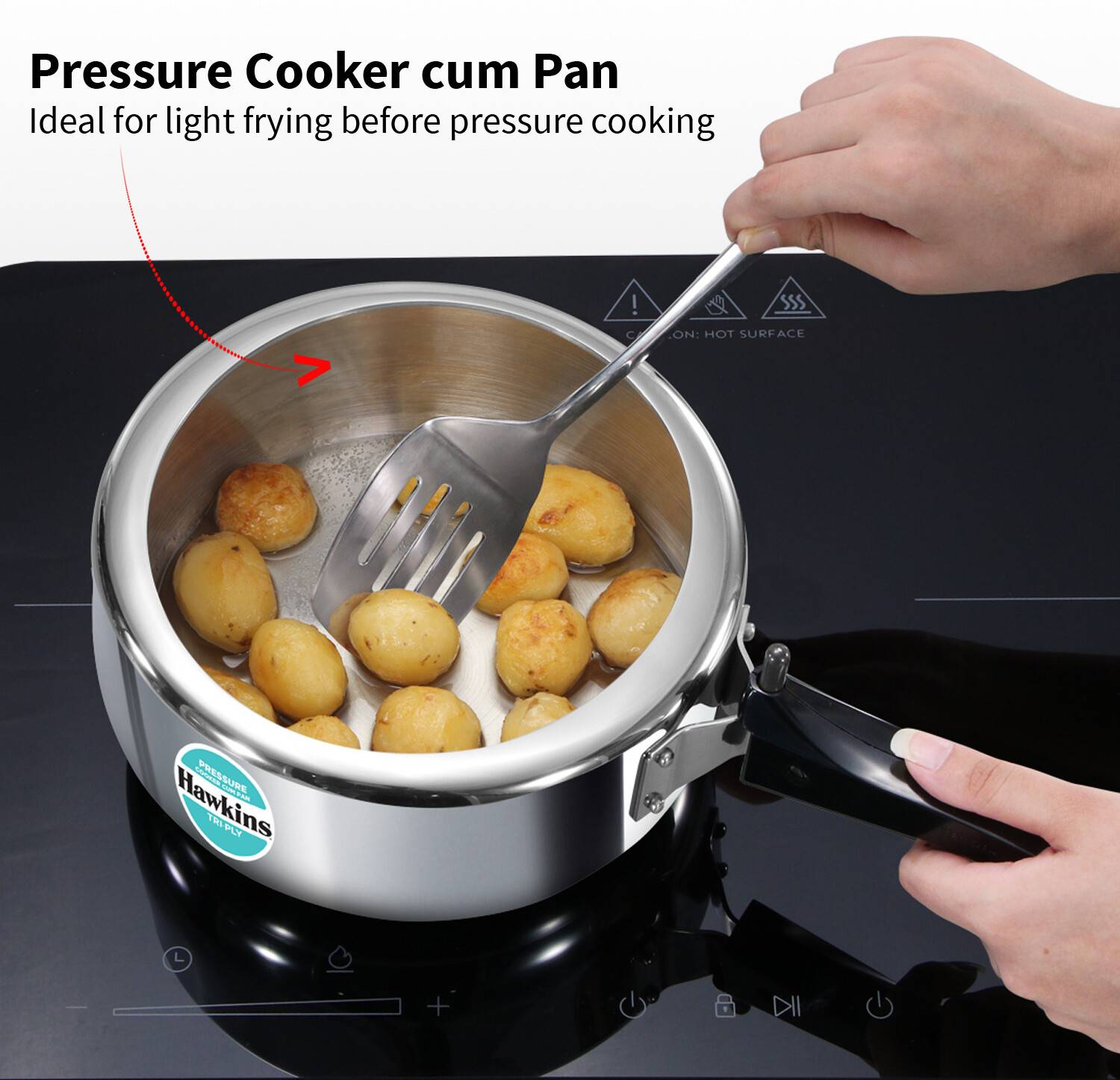 Hawkins 3L Silver Tri-Ply Pressure Cooker - Image 2
