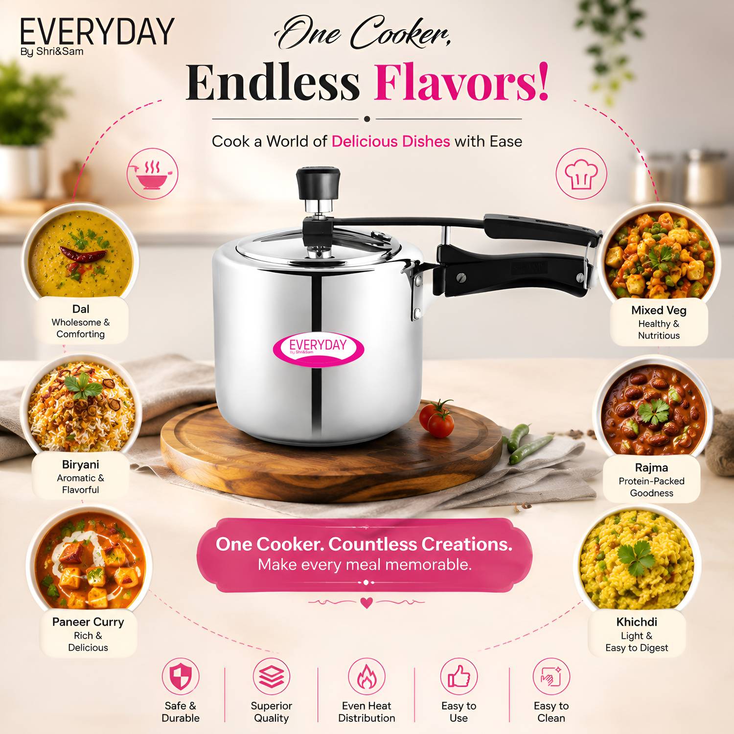 Everyday 3L Stainless Steel Pressure Cooker - Image 2