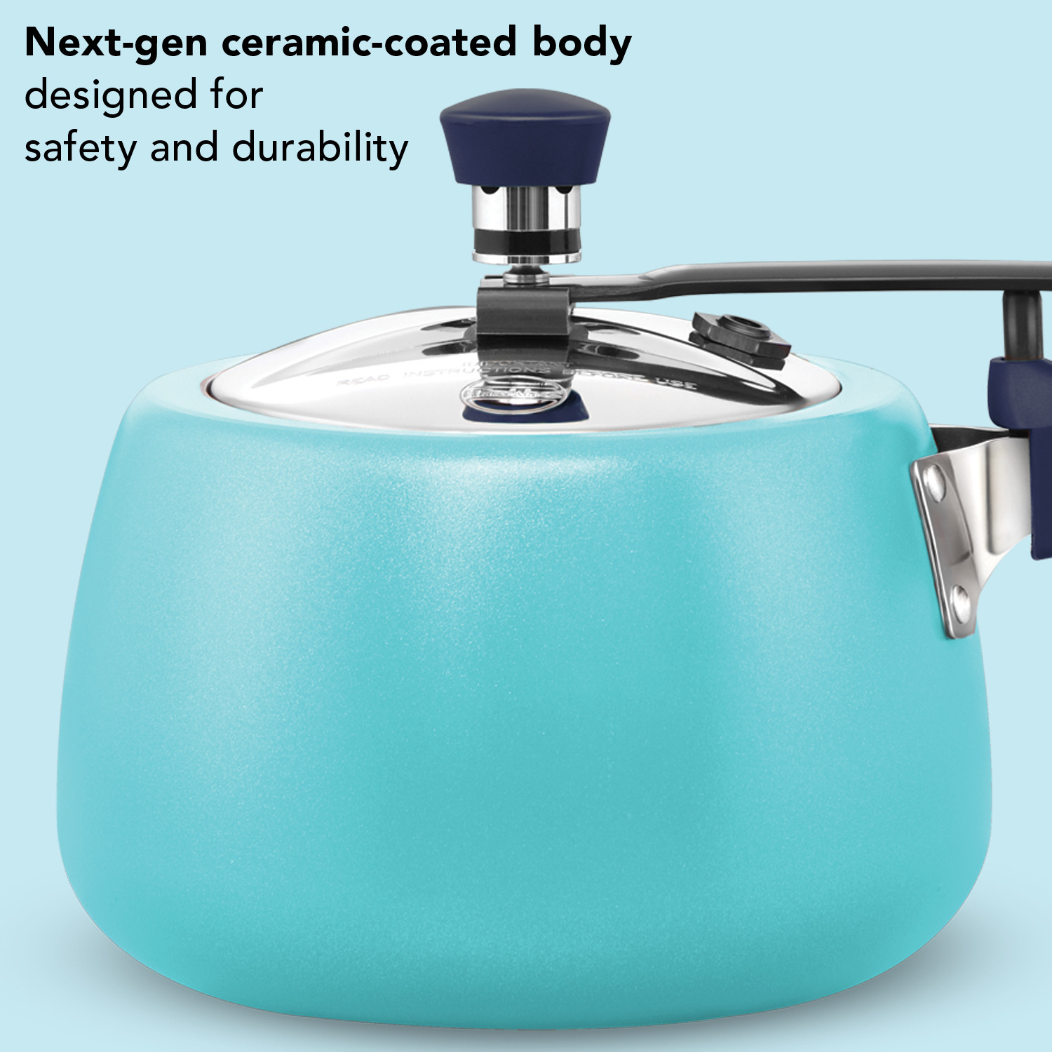 Image of Hawkins Cerenity, Ceramic Coated, Sea-salt Aqua (ICU30) 3 L Inner Lid Induction Bottom Pressure Cooker