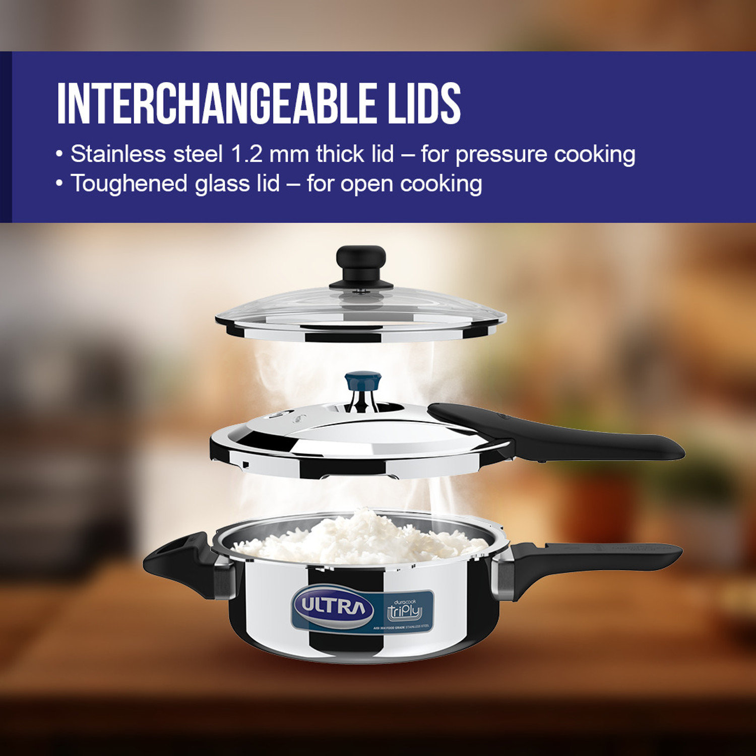 Image of ULTRA Duracook Duo 3.5 L Outer Lid Induction Bottom Pressure Cooker
