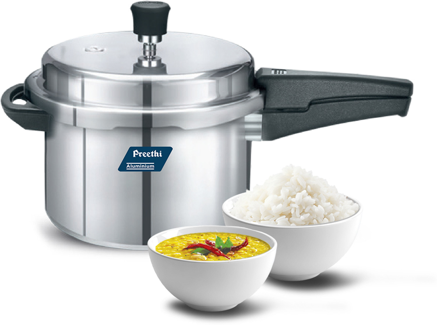 Image of Preethi 5L Aluminium Outerlid Pressure Cooker (PC 020) 5 L Outer Lid Induction Bottom Pressure Cooker