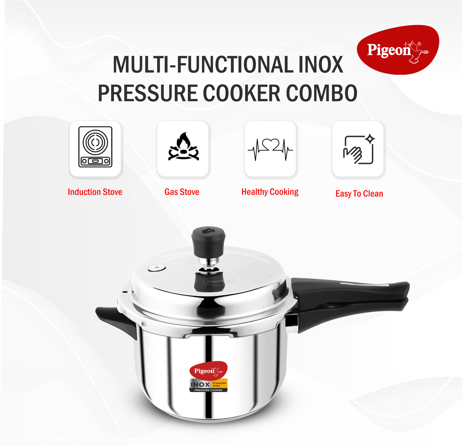 Image of Pigeon 3.5 L, 5 L Outer Lid Induction Bottom Pressure Cooker