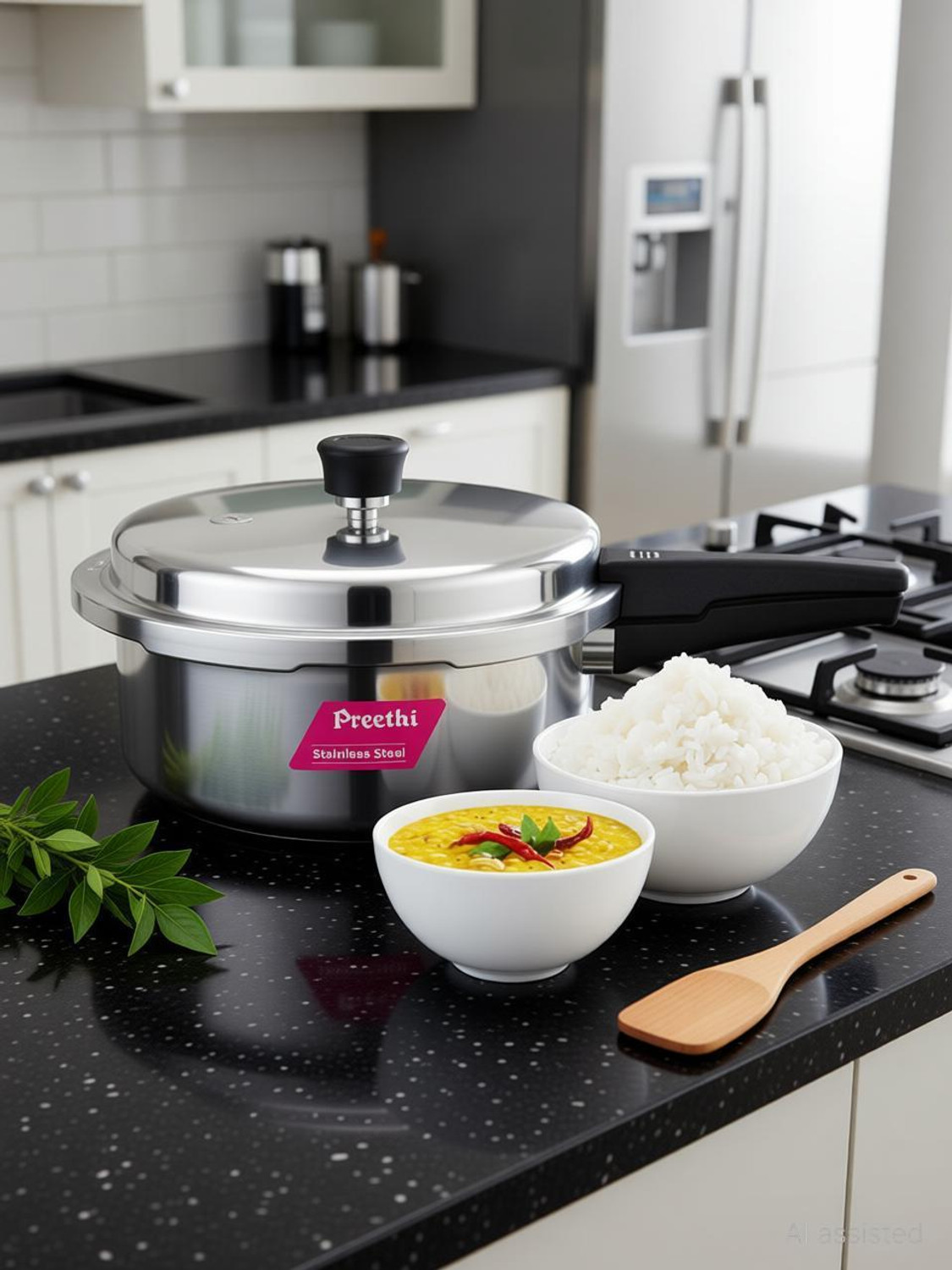 Image of Preethi 2L Stainless Steel Outerlid Pressure Cooker (PC 010) 2 L Outer Lid Induction Bottom Pressure Cooker