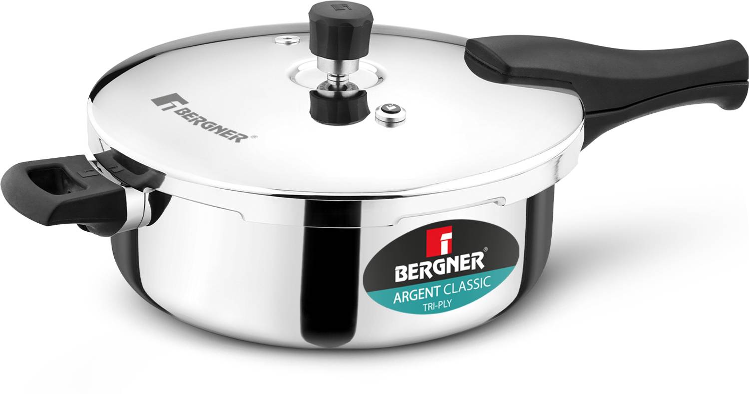 BERGNER Argent Classic Pressure Pan 5.0L Triply 5 L Outer Lid Induction Bottom Pressure Pan