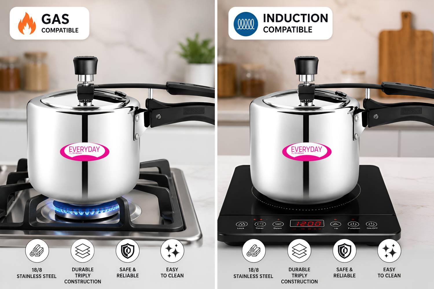 Everyday 3L Stainless Steel Pressure Cooker - Image 3